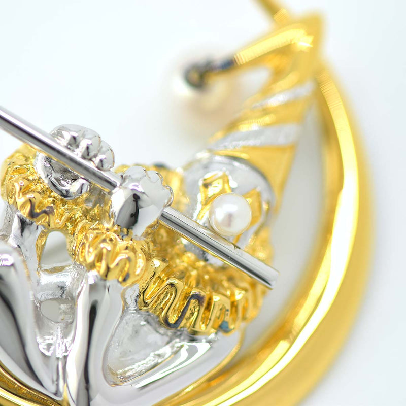 ミキモト ピエロ 月 ブローチ パール シルバー MIKIMOTO ムーン M862