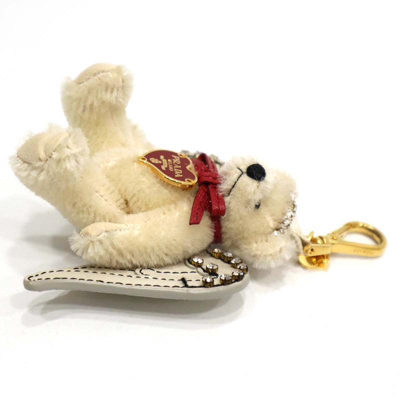 プラダ PRADA 熊チャーム ラインストーン くま クマ 熊 羽 チャーム 白