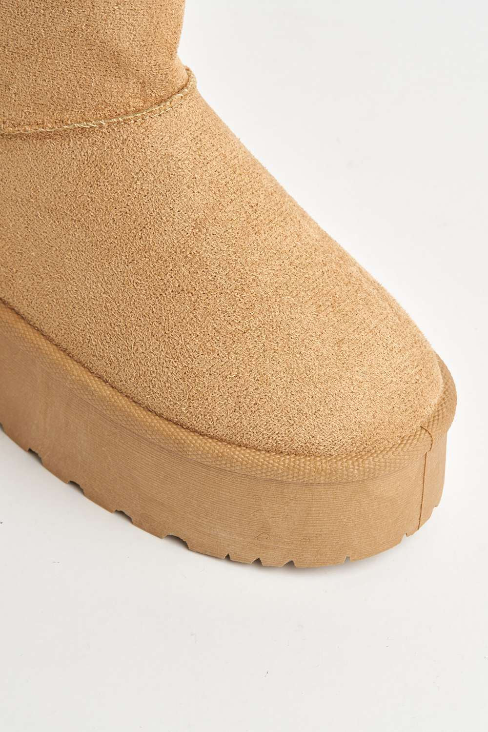 Yulla Flatform Faux Fur Lining Flatform Ankle Boots in Sand – Miss