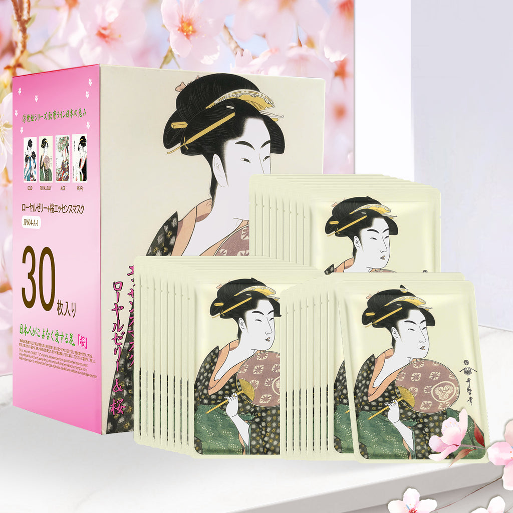 Mitomo Royal Jelly + Cherry Blossom Essence Mask | 30 Sheets | Nourish