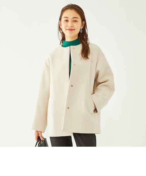 SENTDALE WOOL セントデールウール ノーカラー ミドル コート