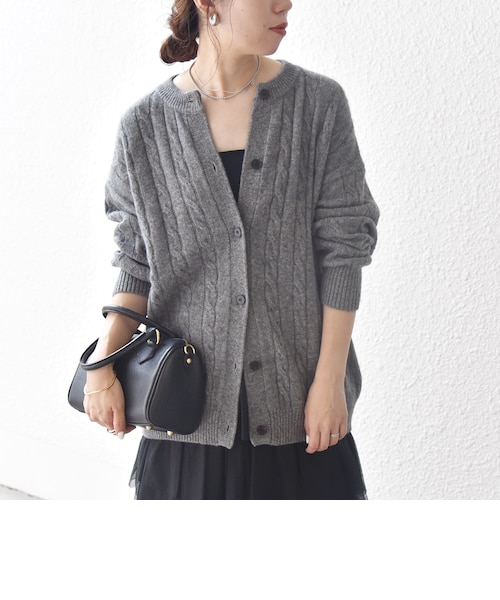 WEB限定】SHIPS any:〈手洗い可能〉ヤク ケーブル クルーネック ニット