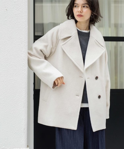 カシミヤブレンドウールミドルピーコート｜オペーク ドット クリップの