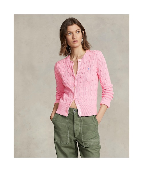 ケーブルニット コットン クルーネック カーディガン｜ポロ ラルフ