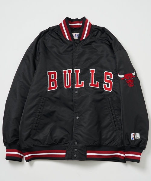 NBA チームロゴ刺繍 ナイロン バーシティジャケット/スタジャン