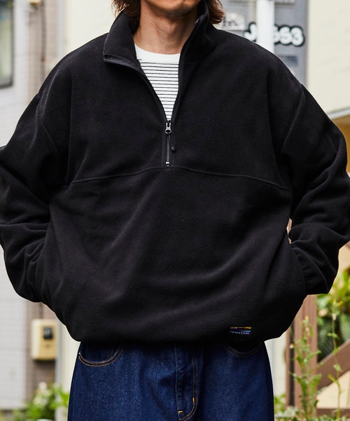 限定展開 ビッグシルエット ハーフジップ フリースプルオーバー/PO