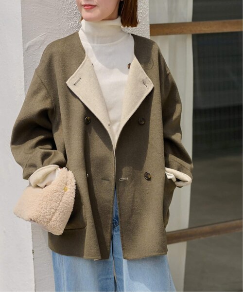 新色》リバーシブルノーカラーショートコート｜ジャーナルスタンダード