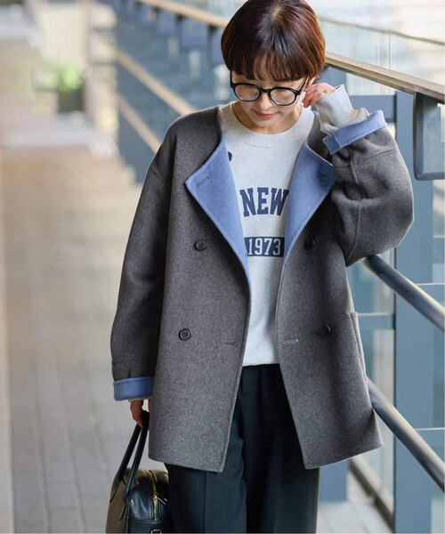 新色》リバーシブルノーカラーショートコート｜ジャーナルスタンダード