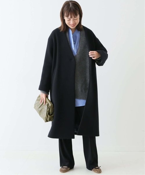 Super100 ダブルモッサVネックノーカラーコート◇｜フォーワンセブン