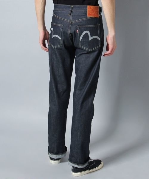 エヴィス 9001赤耳セルビッジワイドデニムパンツ グレーペンキステッチ