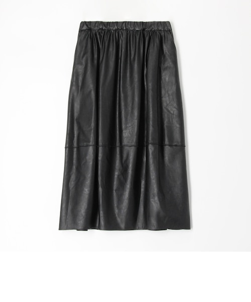 別注】金子綾×TOMORROWLAND ウェットフェイクレザー ギャザーミディ