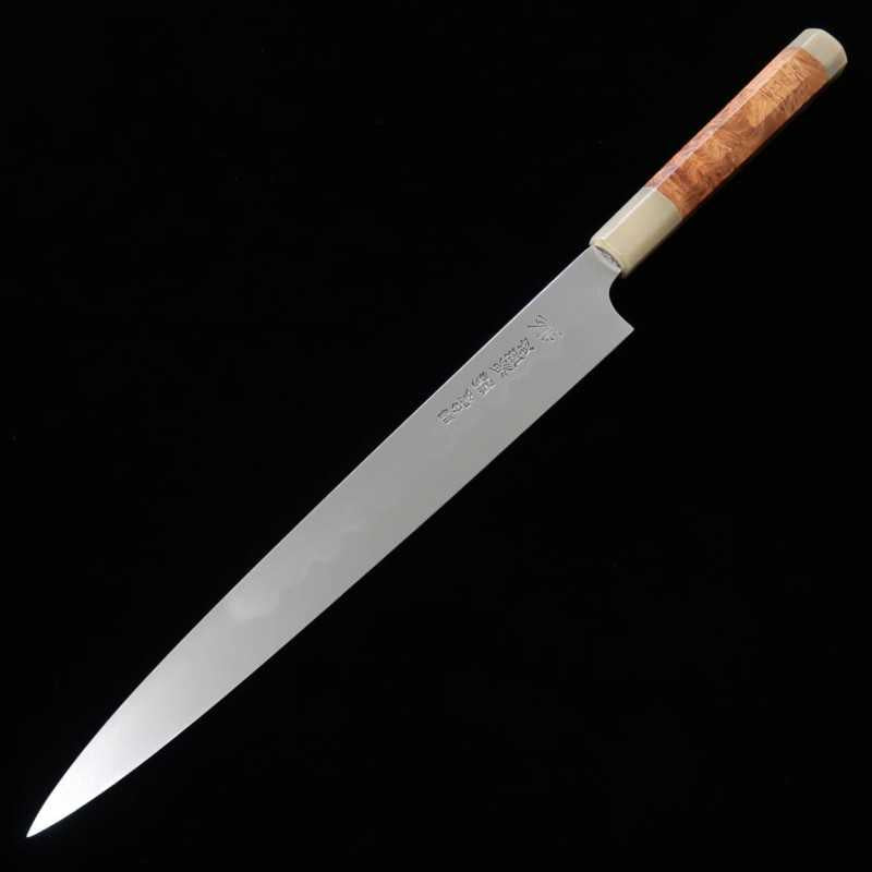 水野鍛練所 MIZUNO 源昭忠 青二鋼本焼DX 柳刃包丁 花梨柄 朴鞘付き