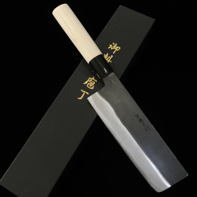 左頼光 HIDARI YORIMITSU 菜切 SK材 黒打ち 朴柄 （170mm） – 三浦刃物
