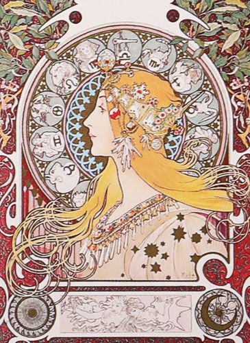 ミュシャ × 黄道十二宮 ― 蟹座、Cancer 銀メッキ付き白銅貨 ミュシャ