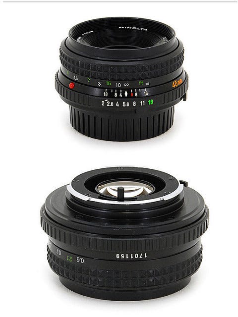 Minolta MD rokkor 45mm f2. The most underrated and lightweight