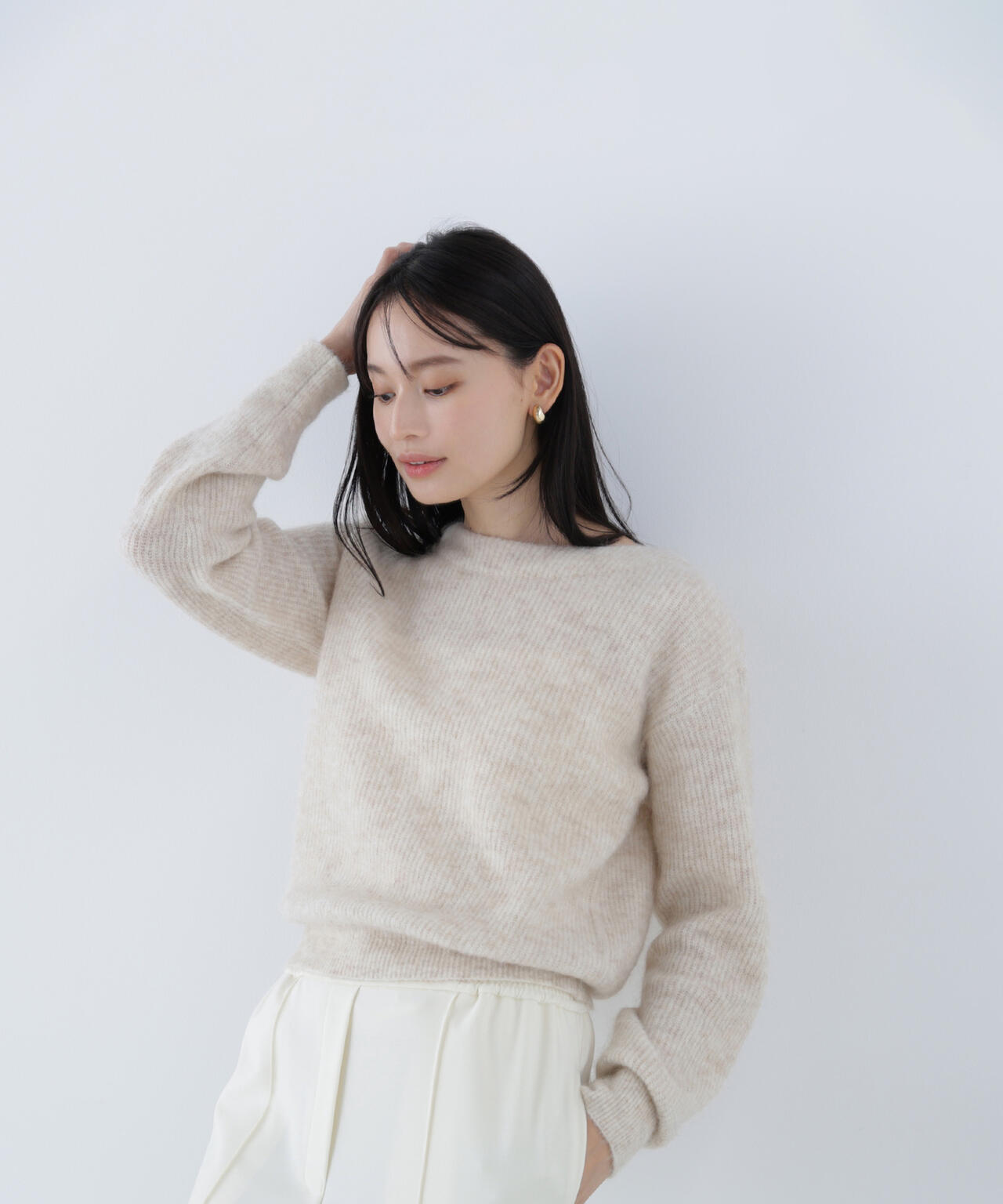 アルパカ混クルーネックニット | NATURAL BEAUTY BASIC（ナチュラル