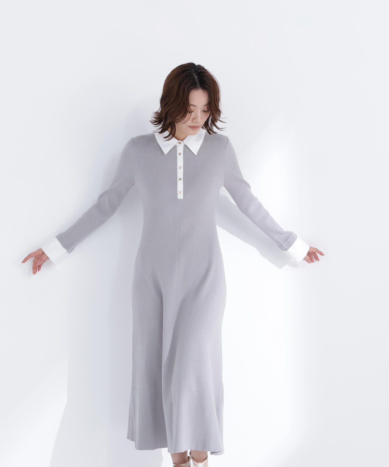 襟付リブニットワンピース | NATURAL BEAUTY BASIC（ナチュラル