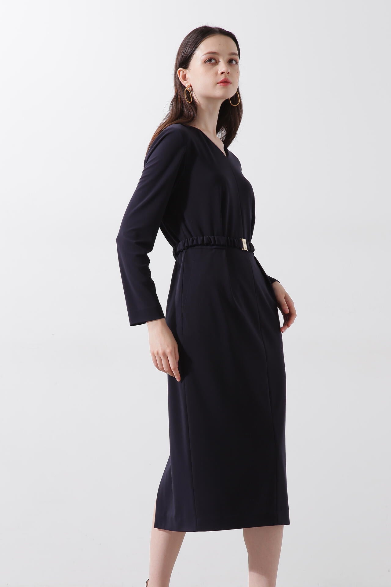 シャーリングベルトVネックワンピース | PINKY&DIANNE（ピンキー