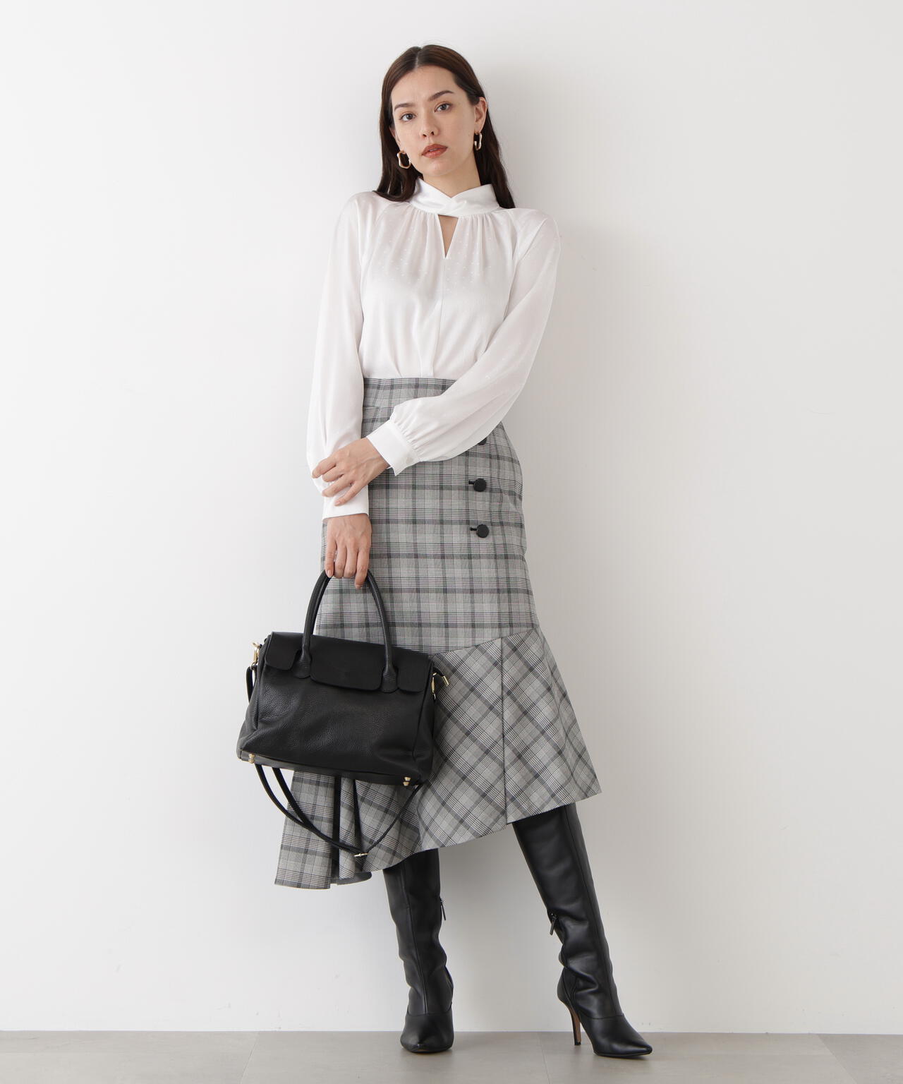 ギャザーネックドットジャガードブラウス | PINKY&DIANNE（ピンキー