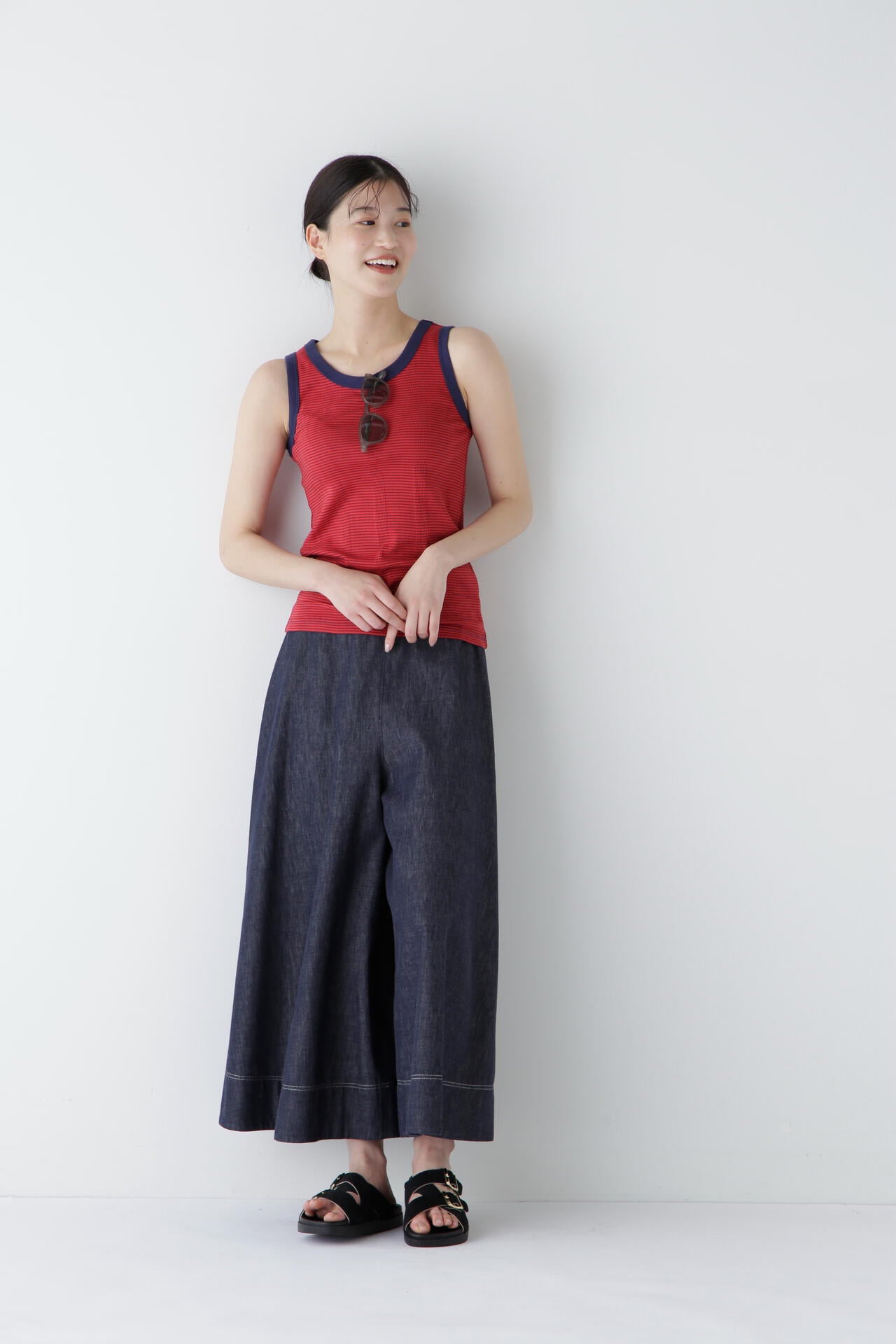 ライトオンスデニムフレアースカーチョ | human woman（ヒューマン