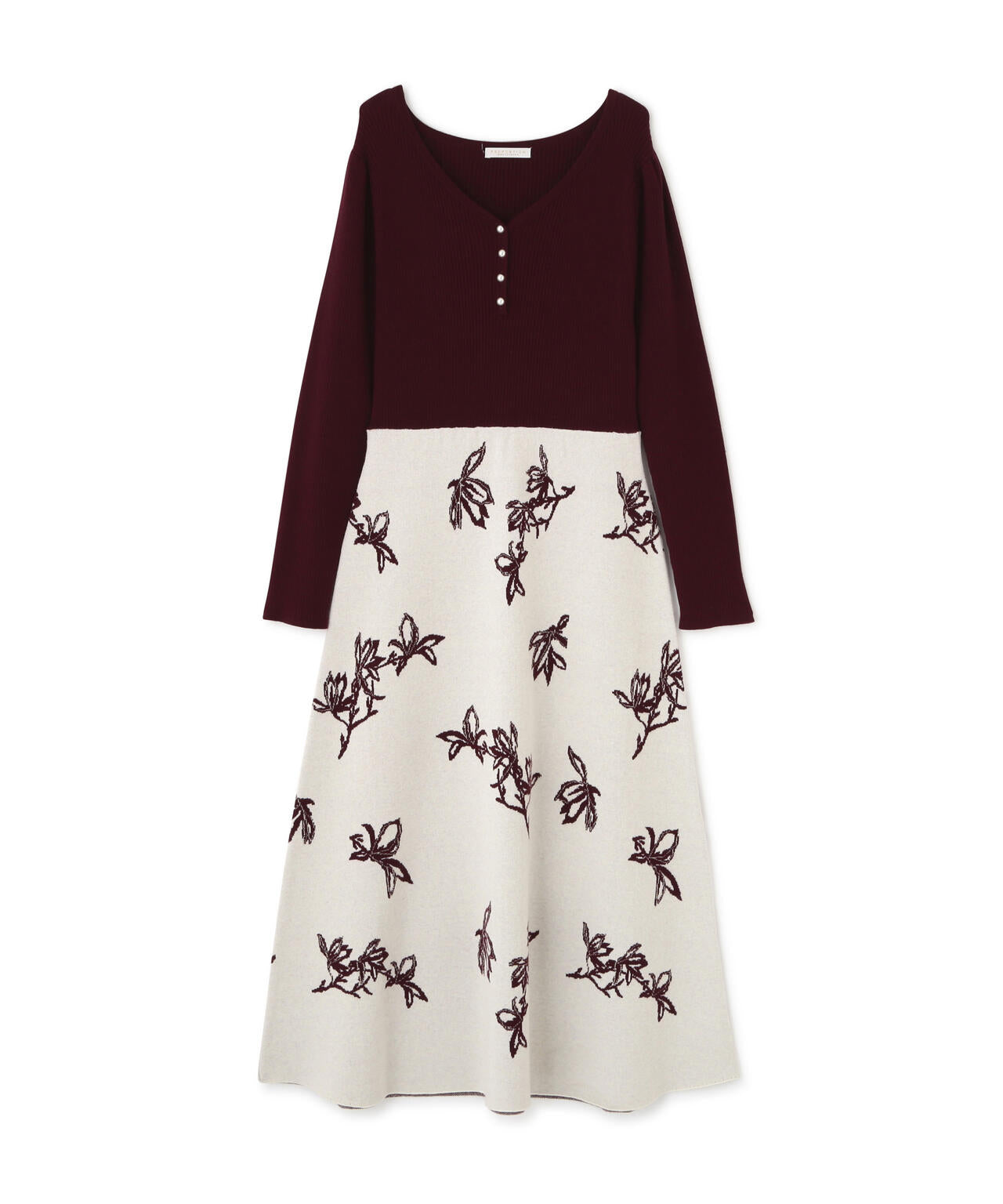 花柄ジャガードニットワンピース【ブルー×エクリュ：WEB・一部店舗限定