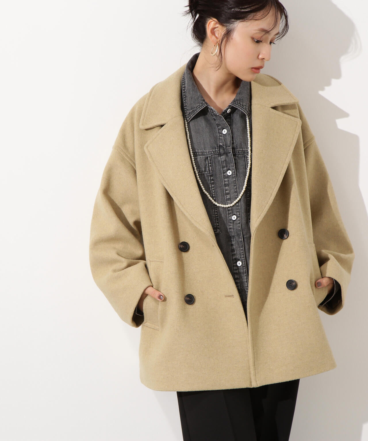 ミドルPコート《ブラウン×ゴールドボタン：LUMINE・LUCUA・official