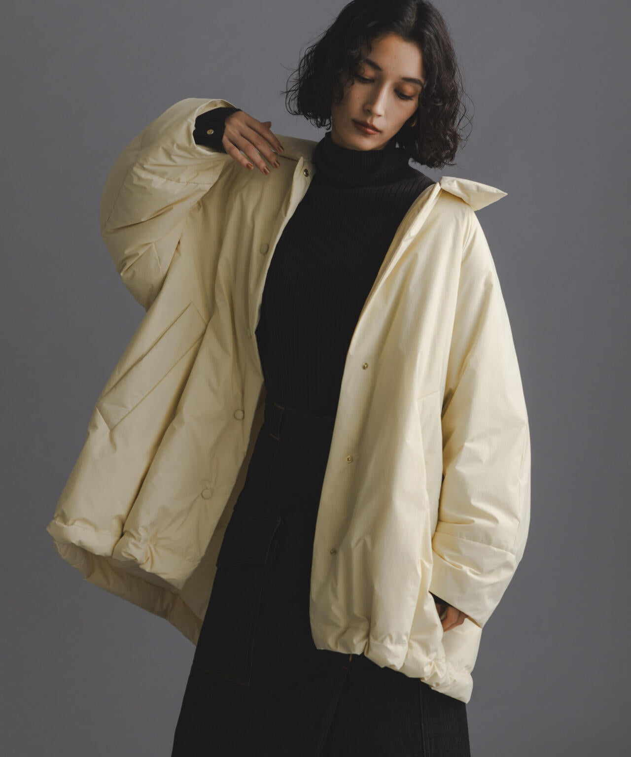 西川ダウン(R)」ミドル丈バックタックコート | NANO universe（ナノ