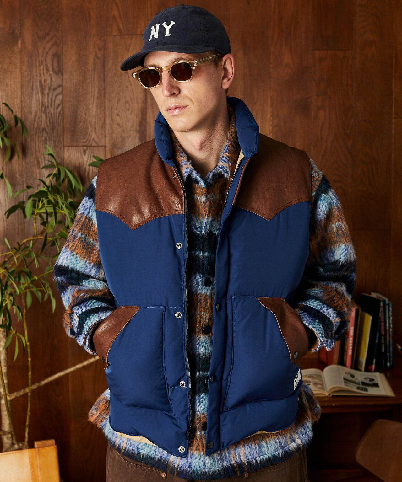 LEATHER COMB. VEST/レザー コンビベスト | Schott（ショット