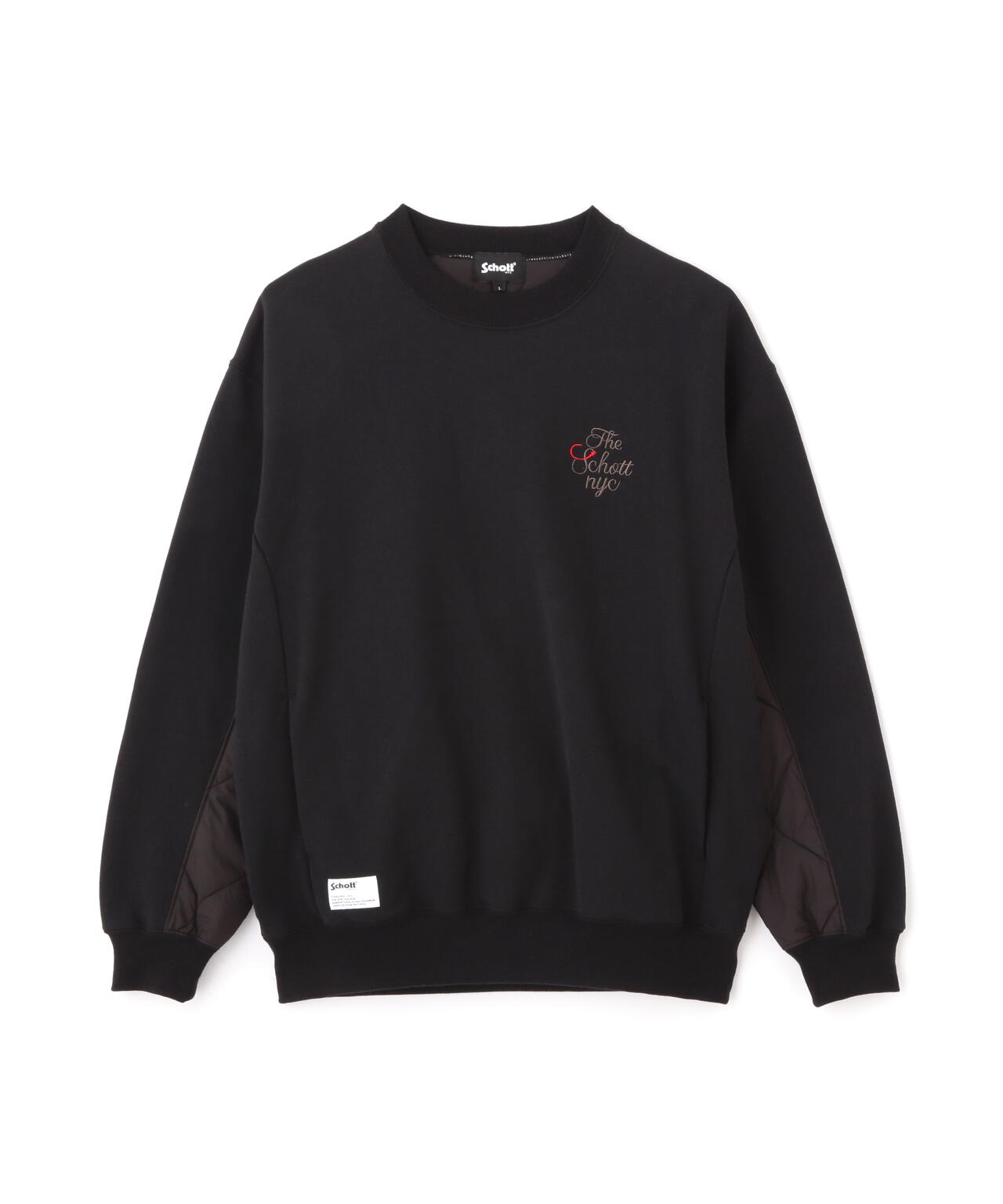 QUILTED COMBI. CREW SWEAT/キルティング コンビ クルースウェット