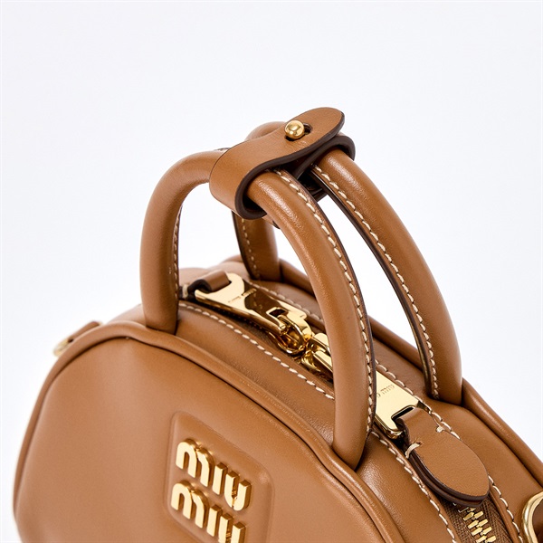 MIU MIU ハンドバッグ 5BP085 キャメル ゴールド カーフレザー