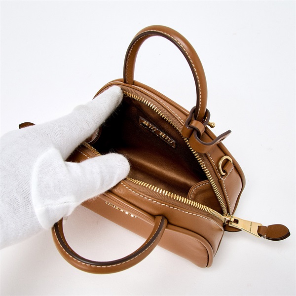 MIU MIU ハンドバッグ 5BP085 キャメル ゴールド カーフレザー