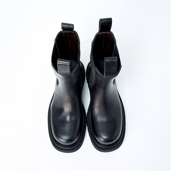 BOTTEGA VENETA ラグ チェルシー ブーツ 36 1/2 ネロ カーフレザー