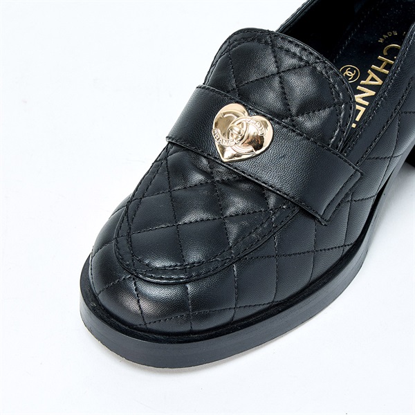 CHANEL マトラッセ ココマーク ローファー 36 1/2 C ブラック レザー