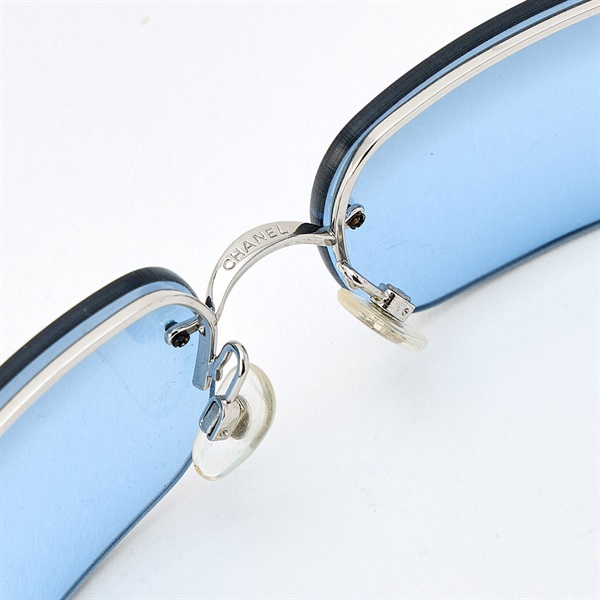 CHANEL ココマーク サングラス 62□15 120 シルバー ブルー メタル