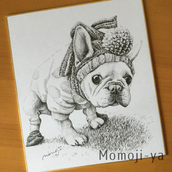 愛犬の肖像画・ペン画 ｜ Momoji-ya 犬の肖像画制作・オリジナルグッズ