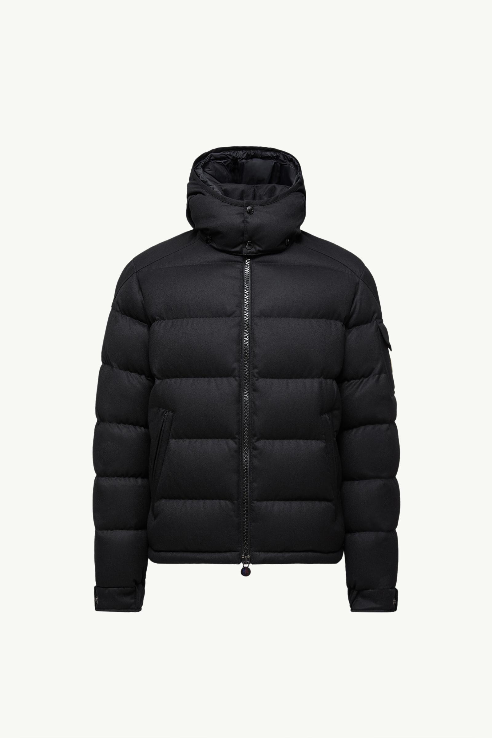 Black Montgenevre Hooded Wool Flannel Short Down Jacket - Short