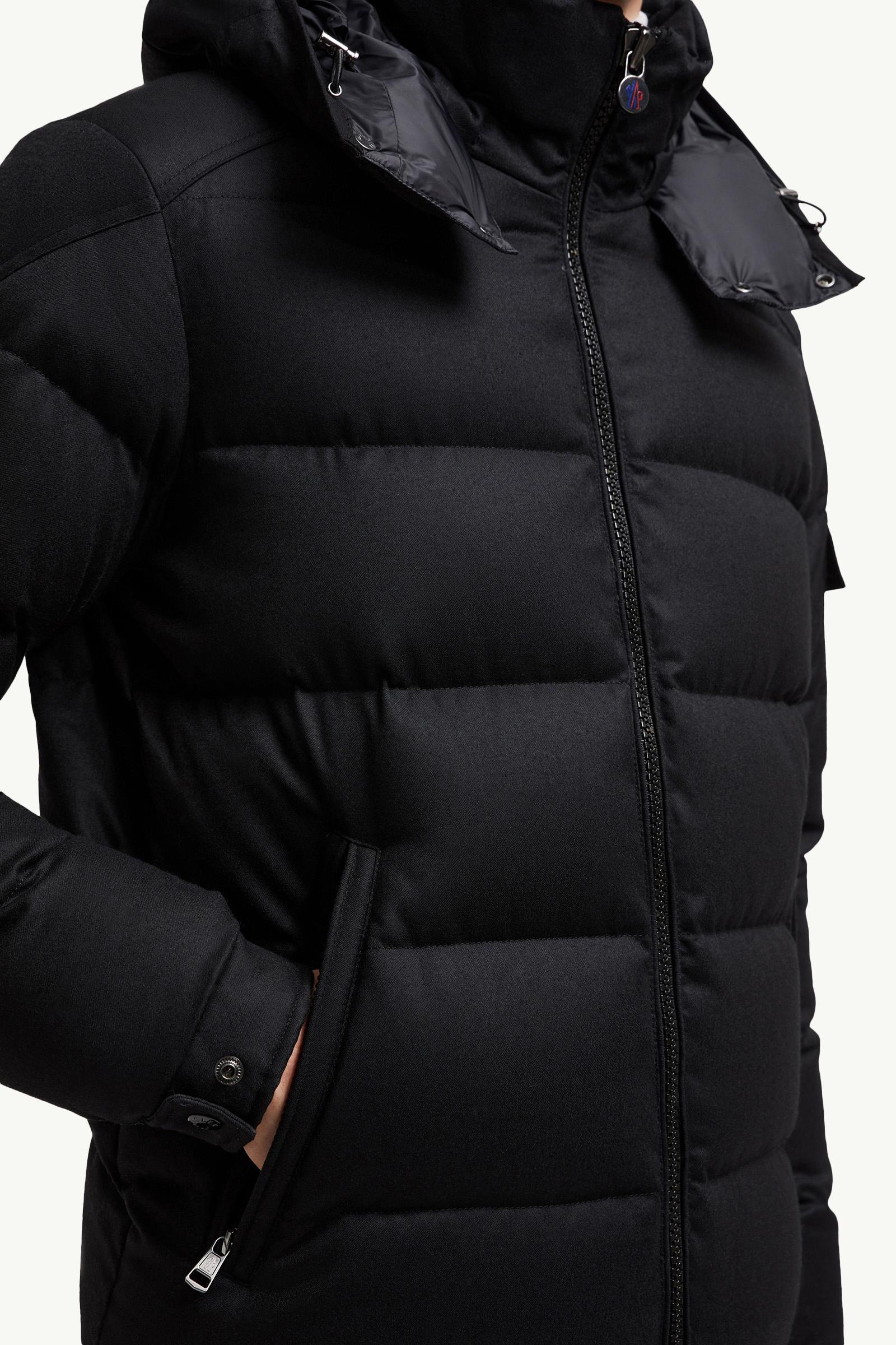 Black Montgenevre Hooded Wool Flannel Short Down Jacket - Short