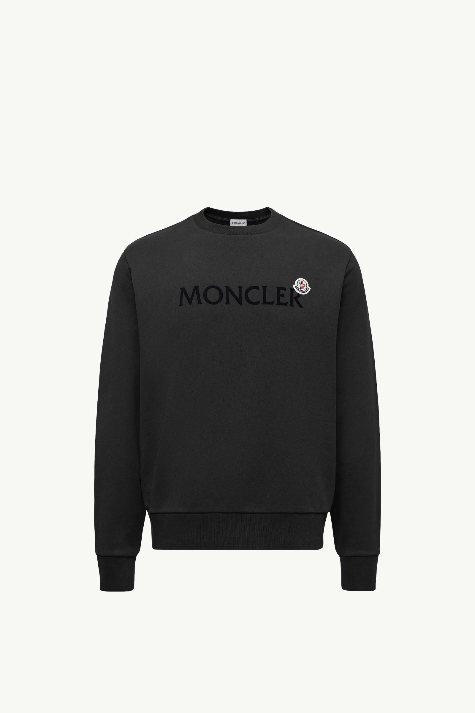 Black Logo Cotton Sweatshirt - Sweatshirts for Men | Moncler US