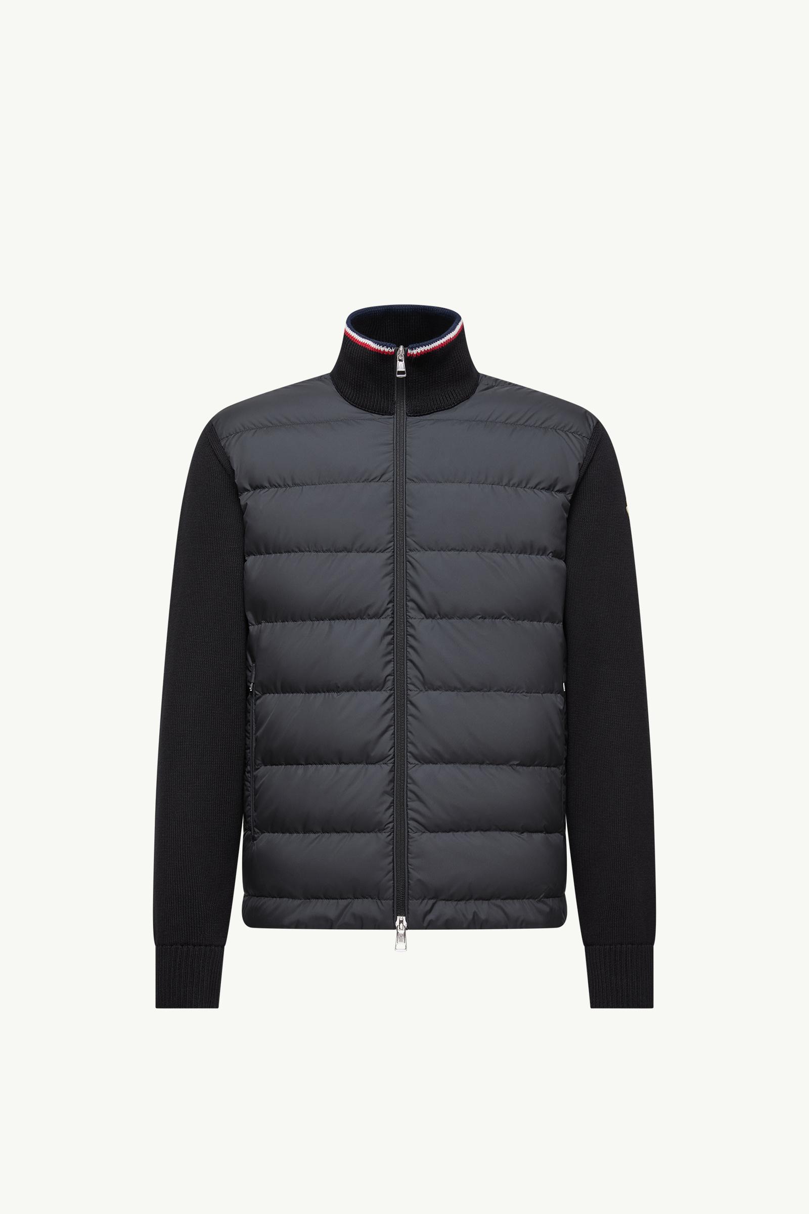 Black Padded Zip-Up Cotton Cardigan - Sweaters & Cardigans for Men