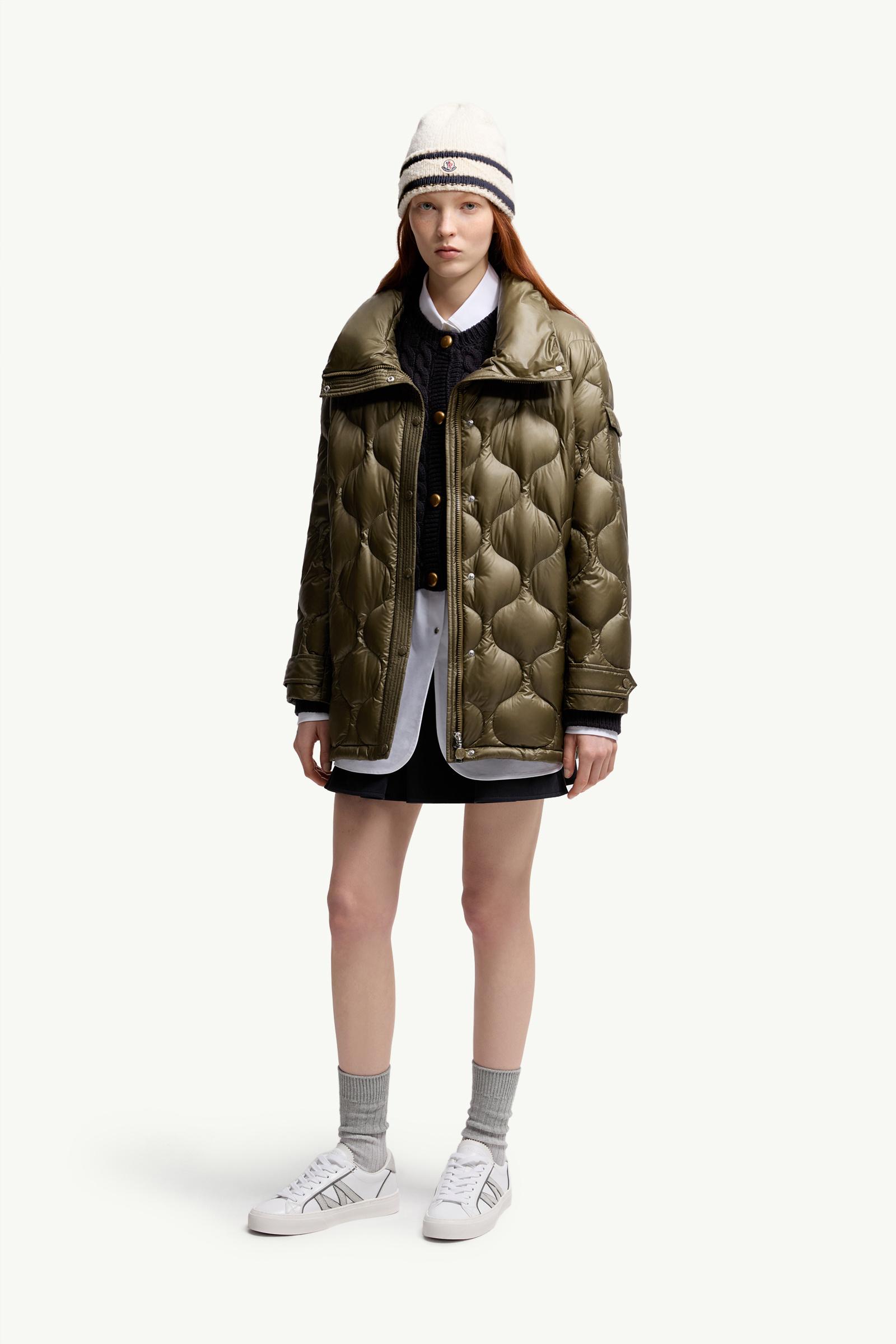 Olive Green Lombi Hooded Mid-Length Down Jacket - Long Jackets