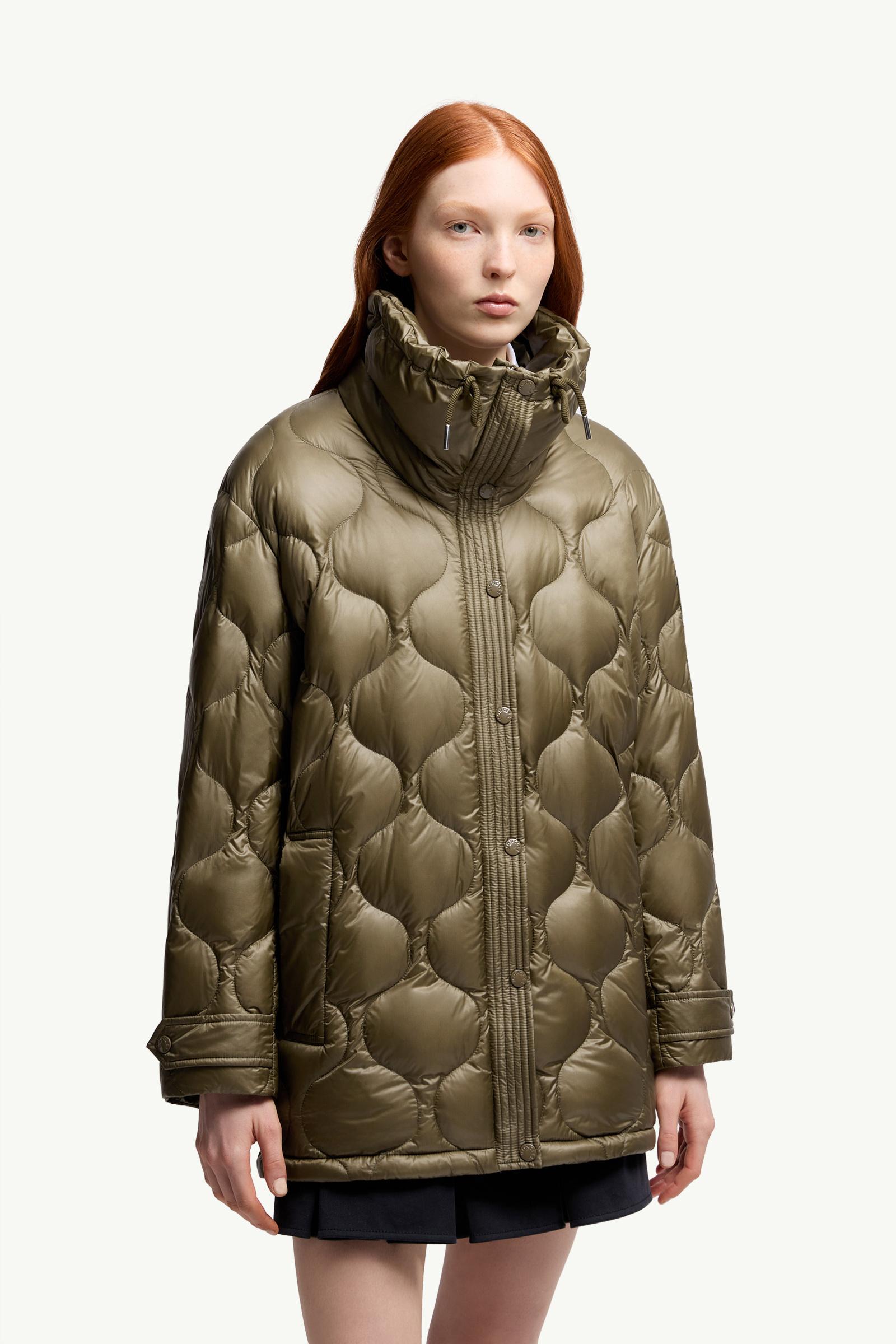 Olive Green Lombi Hooded Mid-Length Down Jacket - Long Jackets