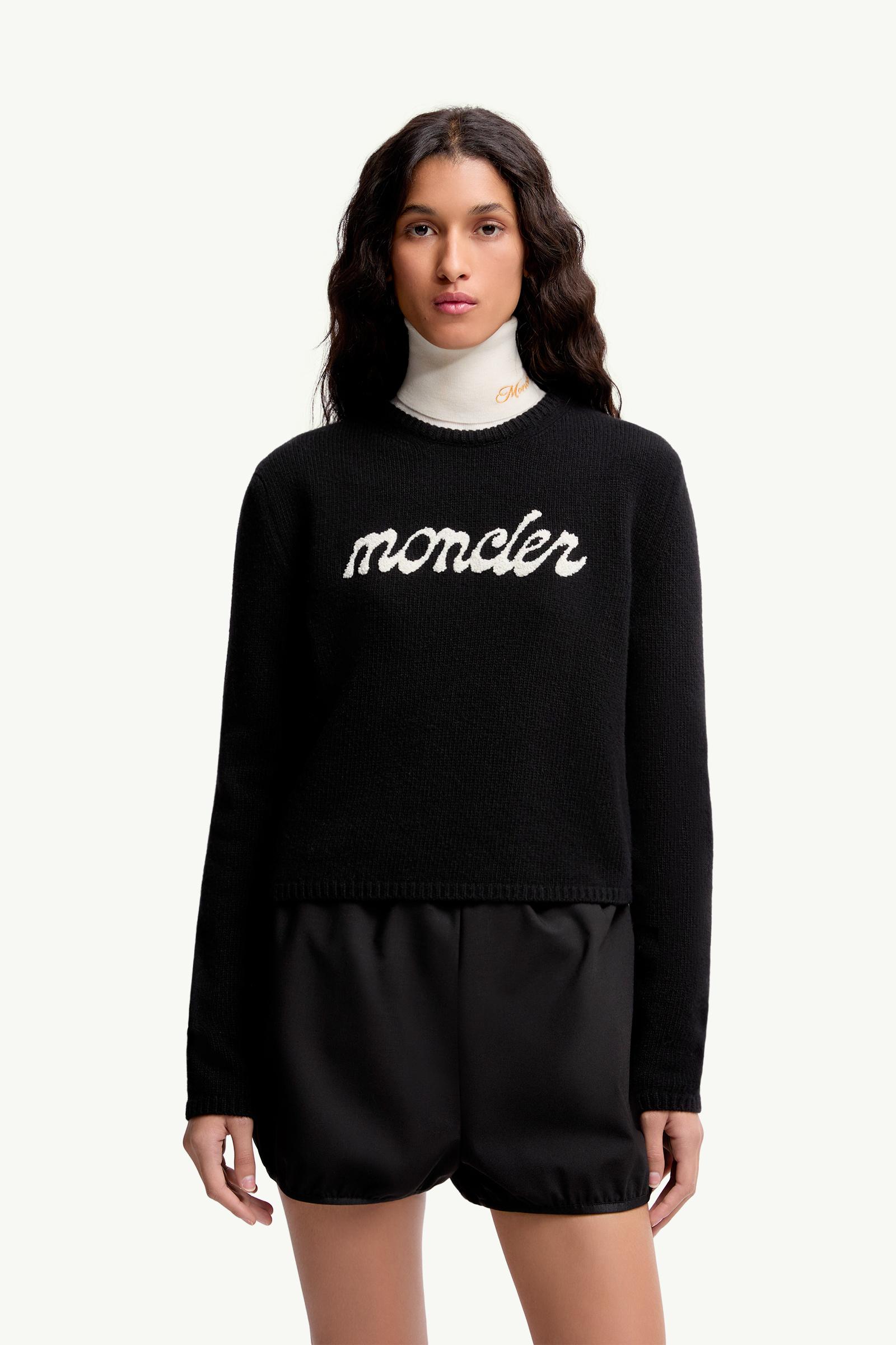 Black Embroidered Logo Wool & Cashmere Sweater - Sweaters