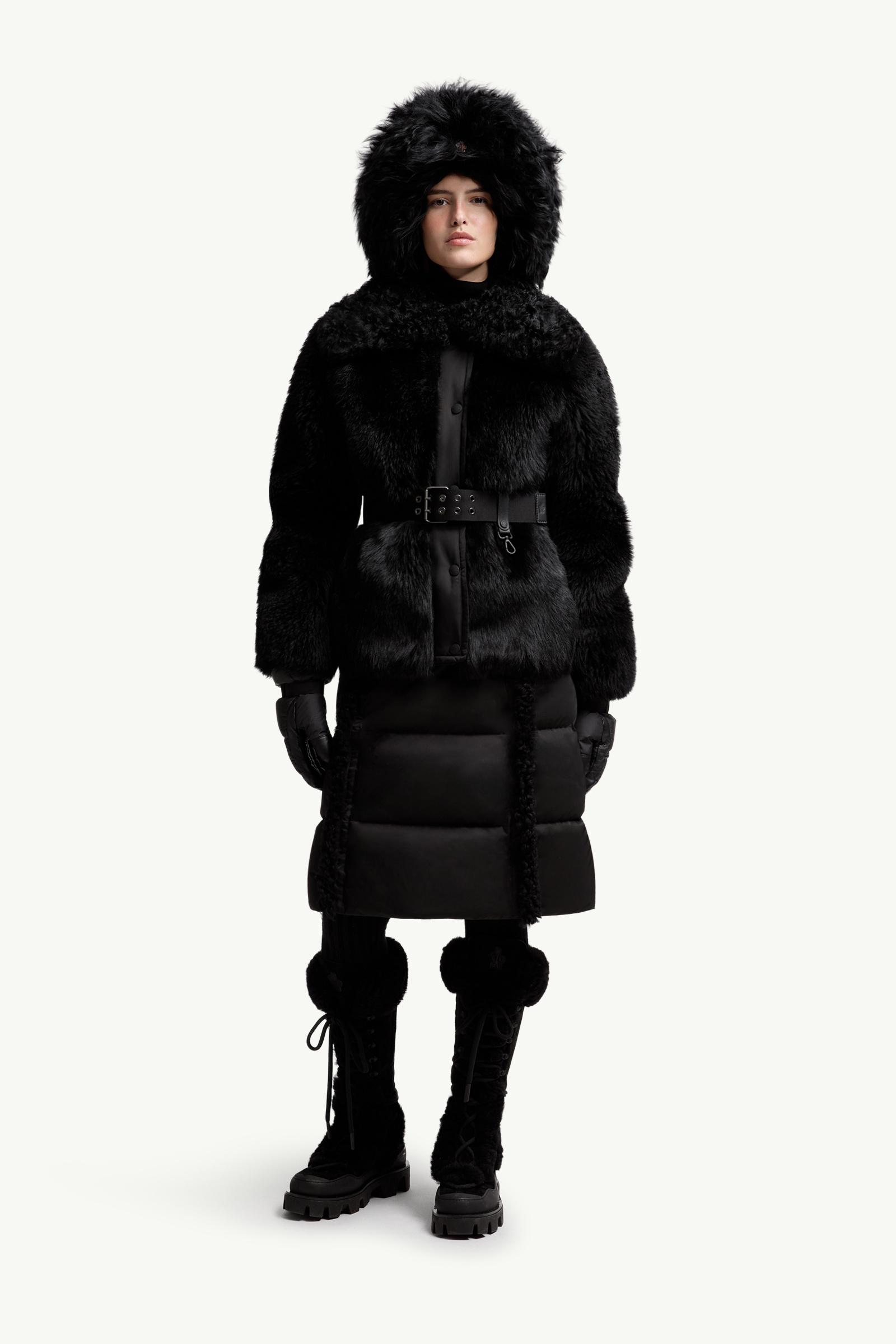 Black Valdivian Shearling Short Down Jacket - Short Down Jackets