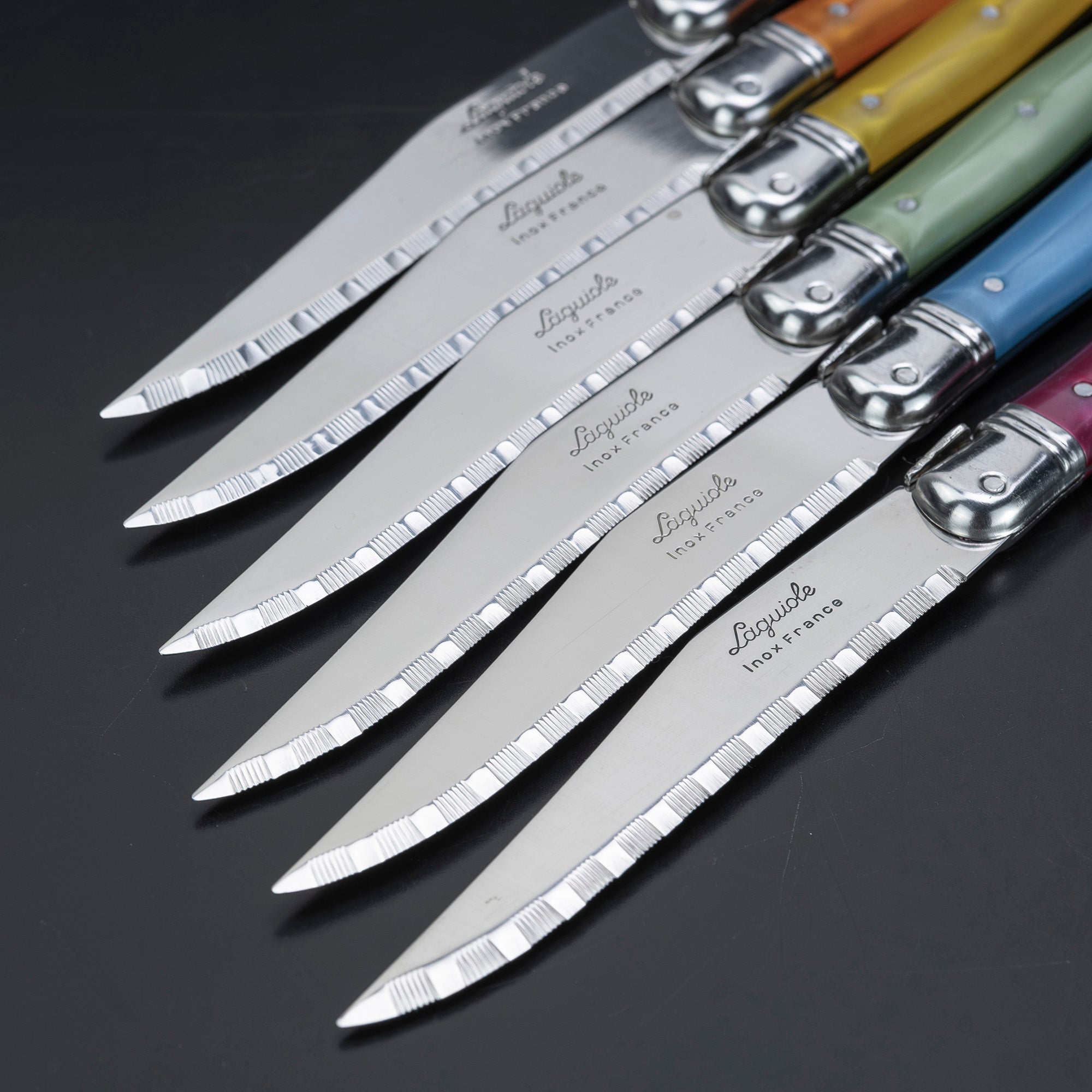 ラギオール Laguiole ステーキナイフ 6本セット カラフルハンドル 蜂