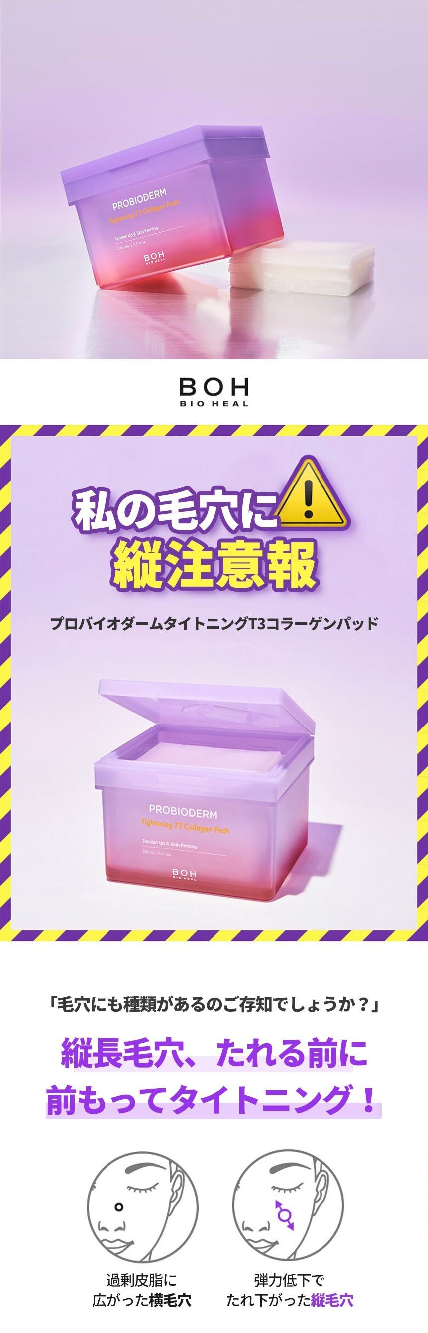 BIOHEAL BOH] プロバイオダーム タイトニング T3 コラーゲンパッド 120