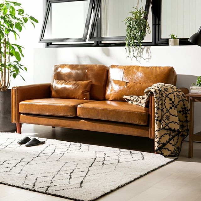 幅181cm] 2人掛けヴィンテージ風レザーソファ｜モダンデコ公式