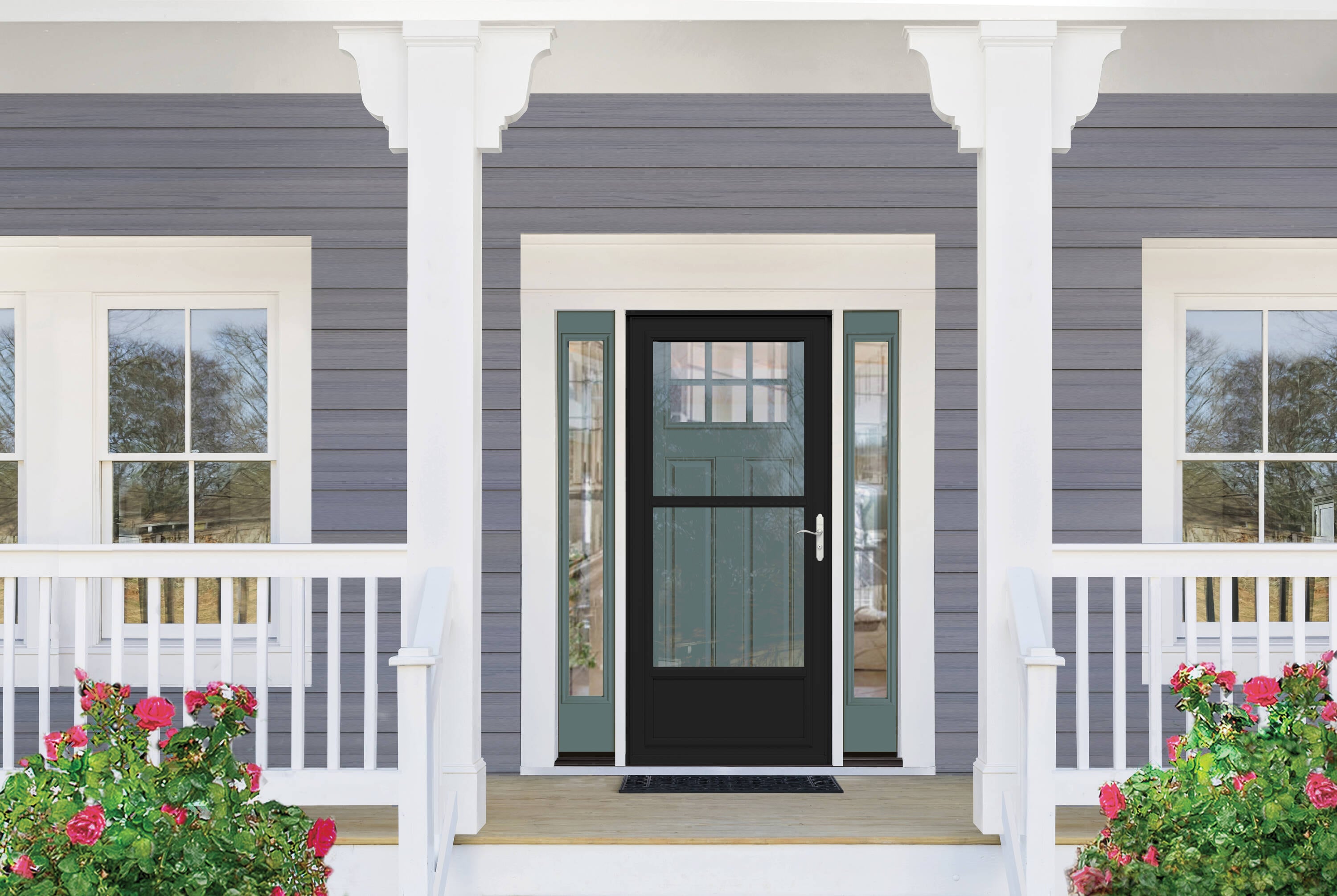 LARSON 80 Midview (Tradewinds) 32-in x 81-in Black Aluminum