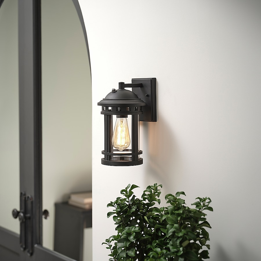 allen + roth St. Sean 1-Light 11.25-in H Matte Black Dusk to Dawn