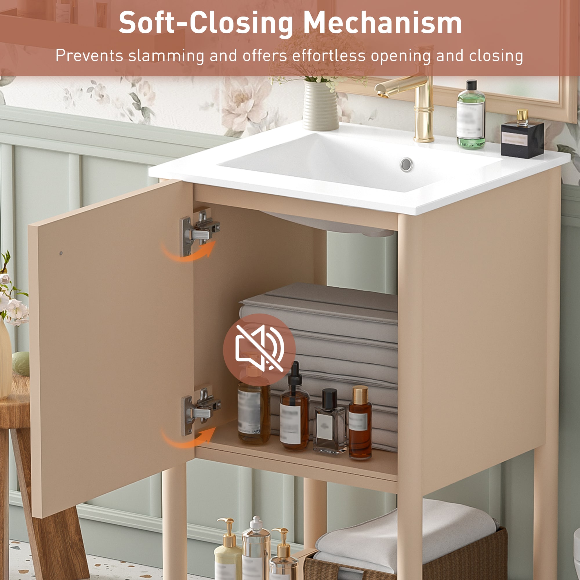 LUXEYARD 20-inch Bathroom Vanity with Ceramic Sink Freestanding