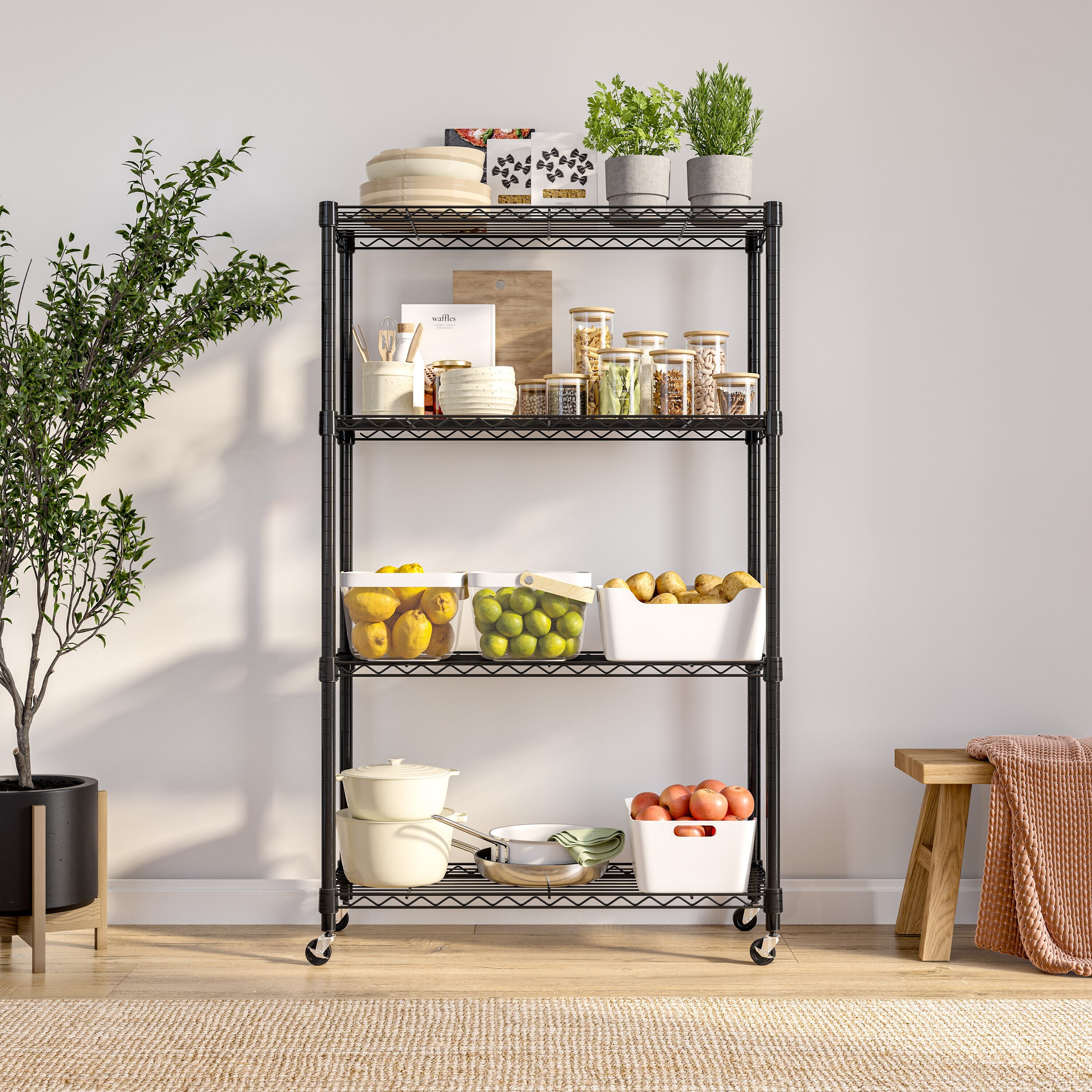 Seville Classics 4 -Tier Heavy Duty Black Metal Utility shelving